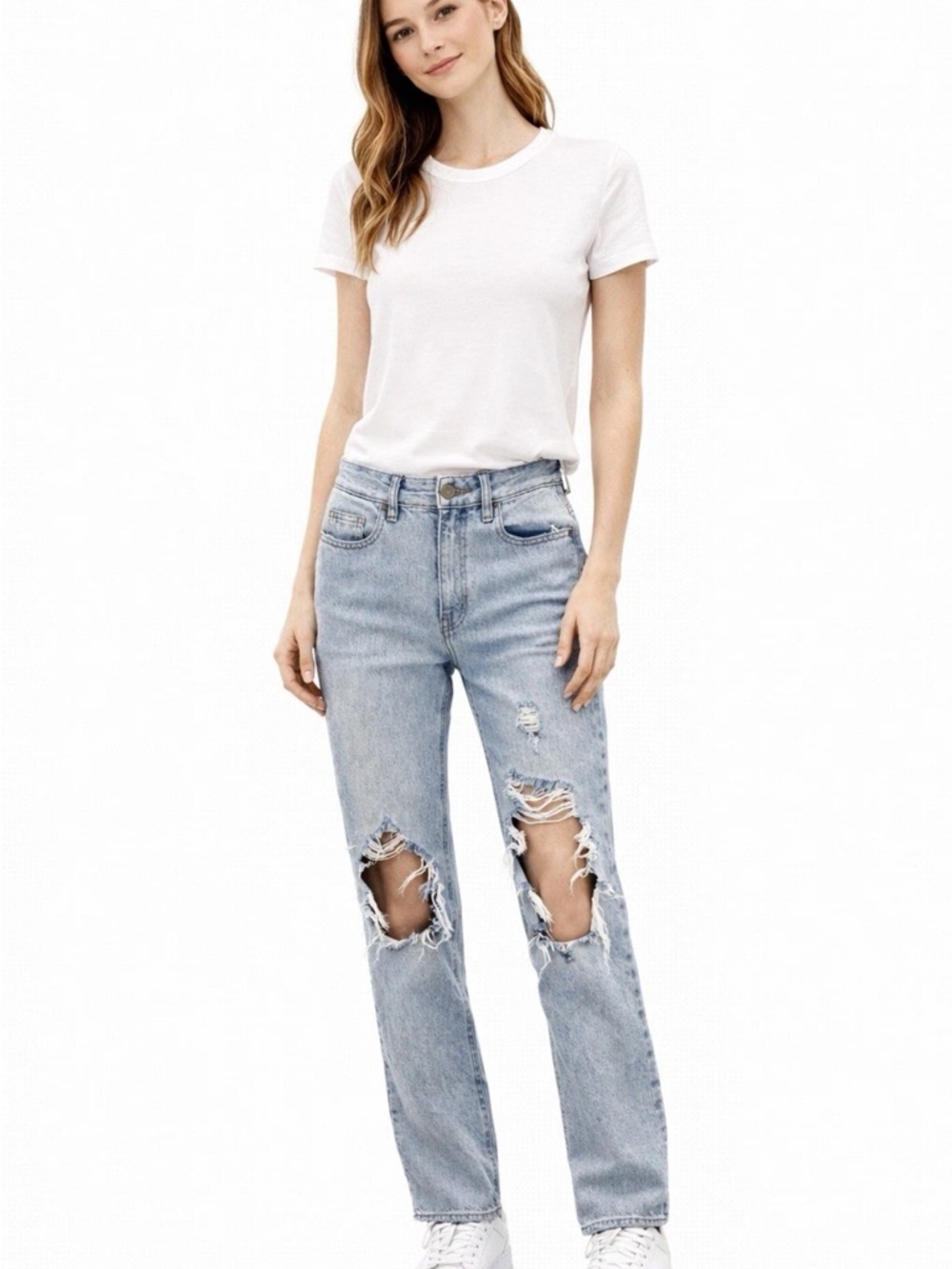 PacSun Y2K Distressed Straight Leg Jeans High Rise Light Wash Small